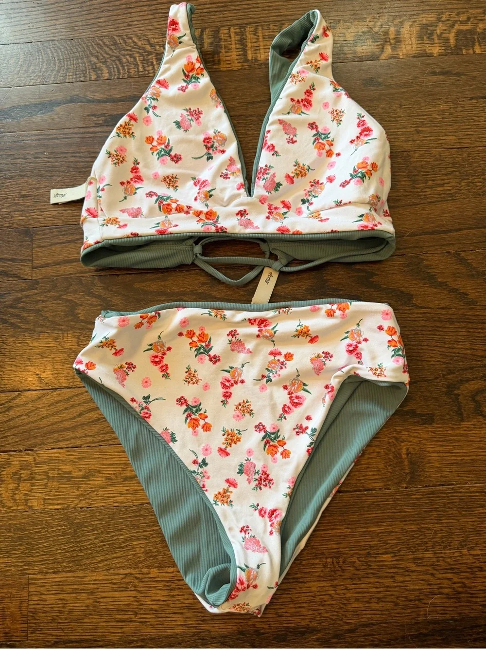 MAAJI, Sage Green Ribbed Reversible Bikini Set